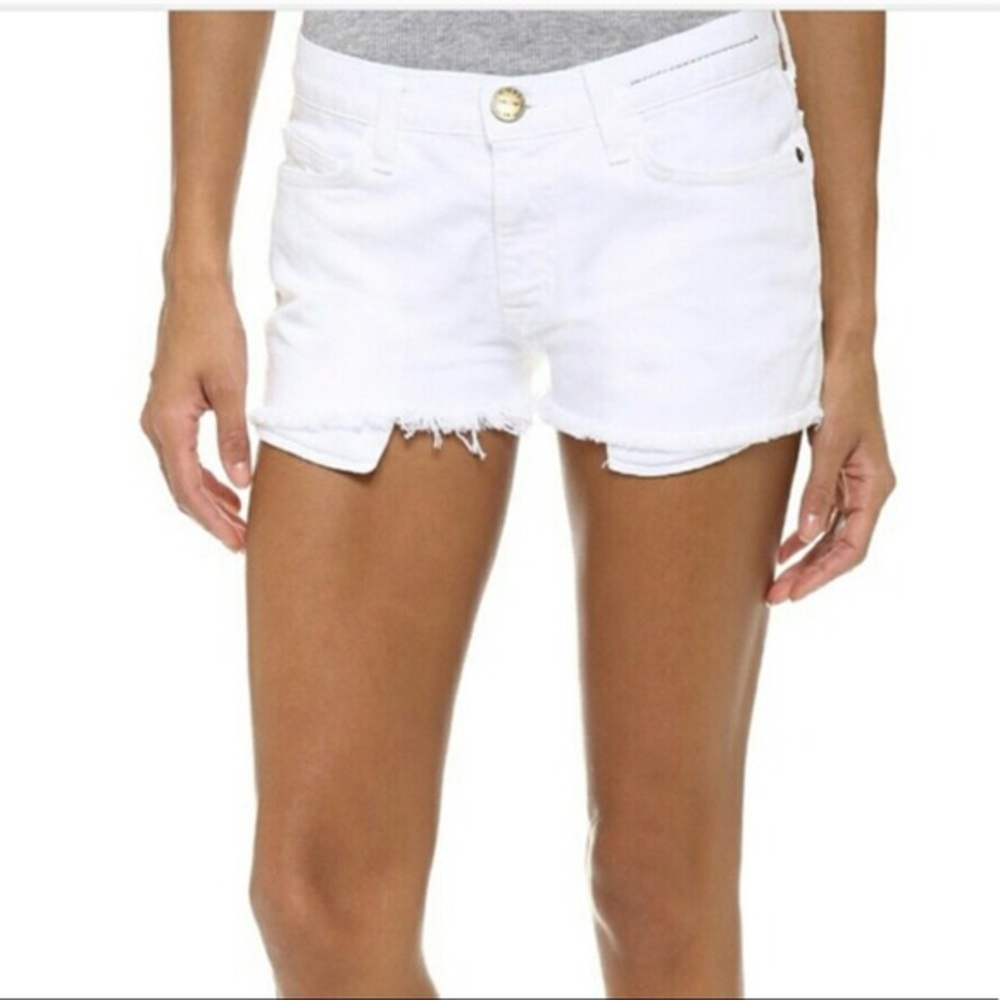 Current Elliot distressed white shorts